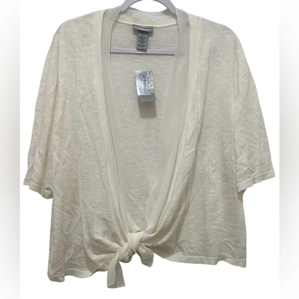NWT Catherine’s women’s 2X open front 3/4 sleeve lightweight white cardigan